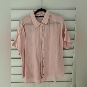Michael Stars light pink cotton short sleeve lightweight top size L